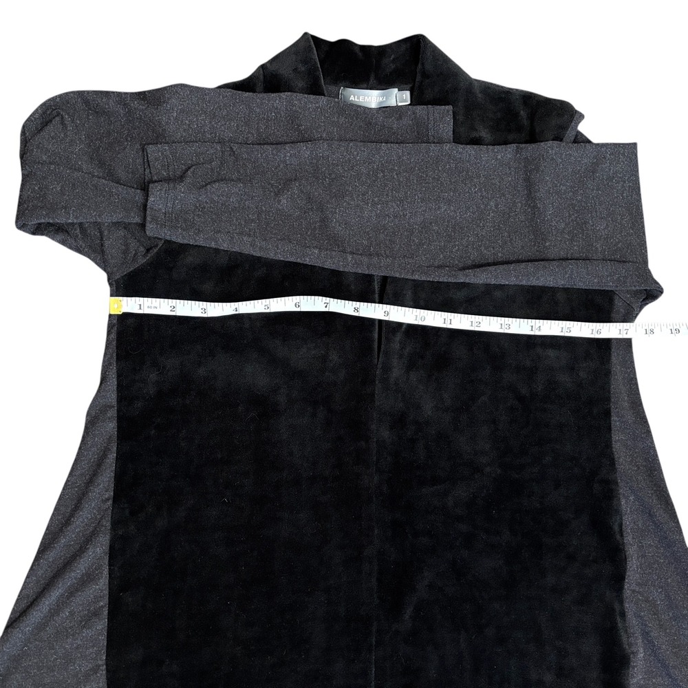 Alembika Velour & Knit Jersey V neck Long Sleeve Tunic Top Sz 1/Small Black - Picture 10 of 13